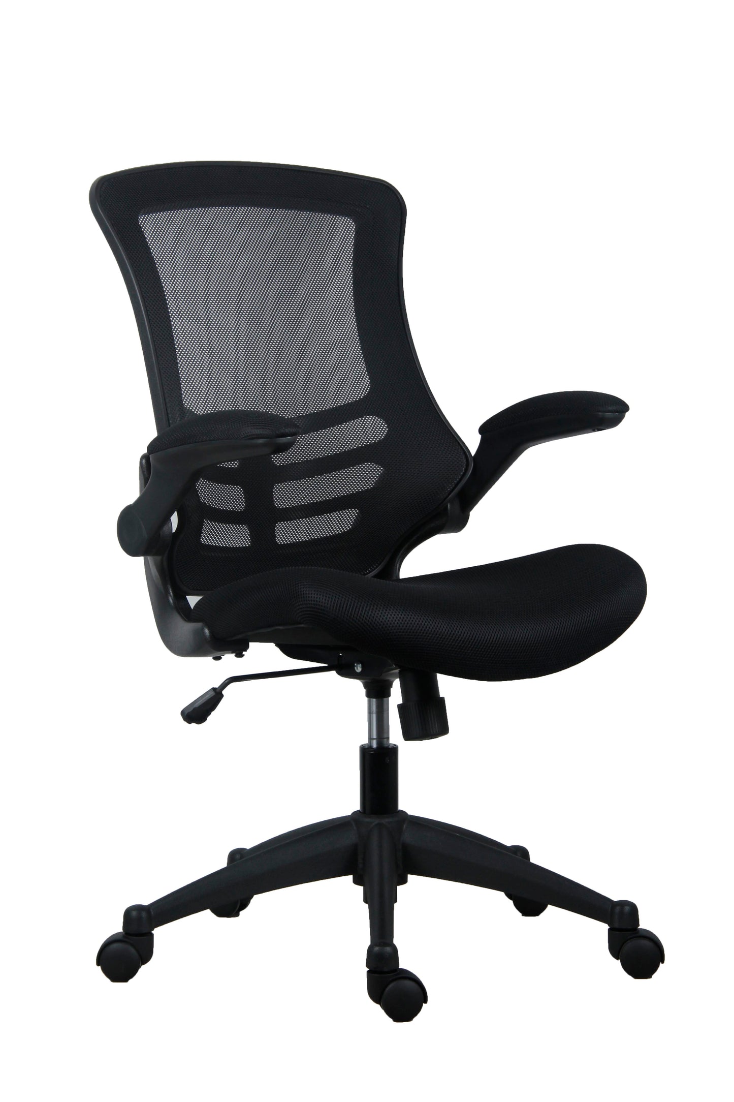 MARLOS MESH BACK OFFICE CHAIR WITH FOLDING ARMS | BLACK