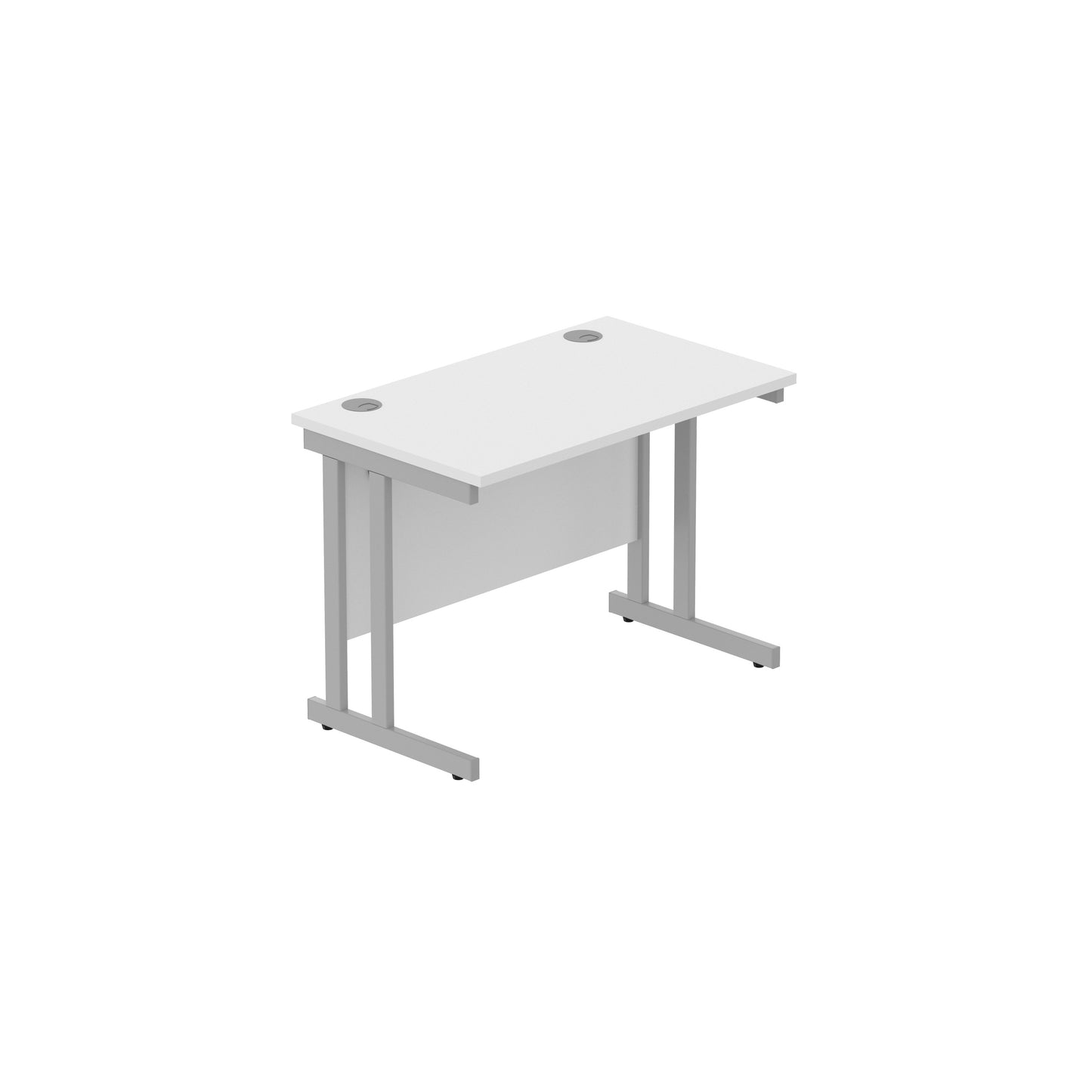OFFICE RECTANGULAR DESK WITH STEEL DOUBLE UPRIGHT CANTILEVER FRAME 1000X600 WHITE/SILVER