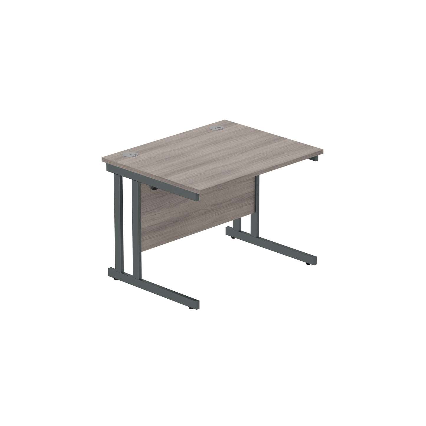 OFFICE RECTANGULAR DESK WITH STEEL DOUBLE UPRIGHT CANTILEVER FRAME 1000X800 ALASKAN GREY OAK/GRAPHITE