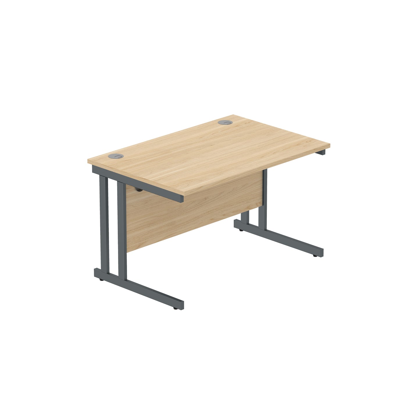 OFFICE RECTANGULAR DESK WITH STEEL DOUBLE UPRIGHT CANTILEVER FRAME (FSC) | 1200X800 | CANADIAN OAK/GRAPHITE
