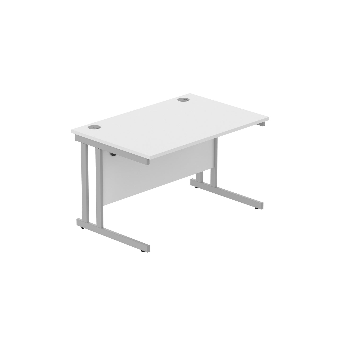OFFICE RECTANGULAR DESK WITH STEEL DOUBLE UPRIGHT CANTILEVER FRAME | 1200X800 | ARCTIC WHITE/SILVER
