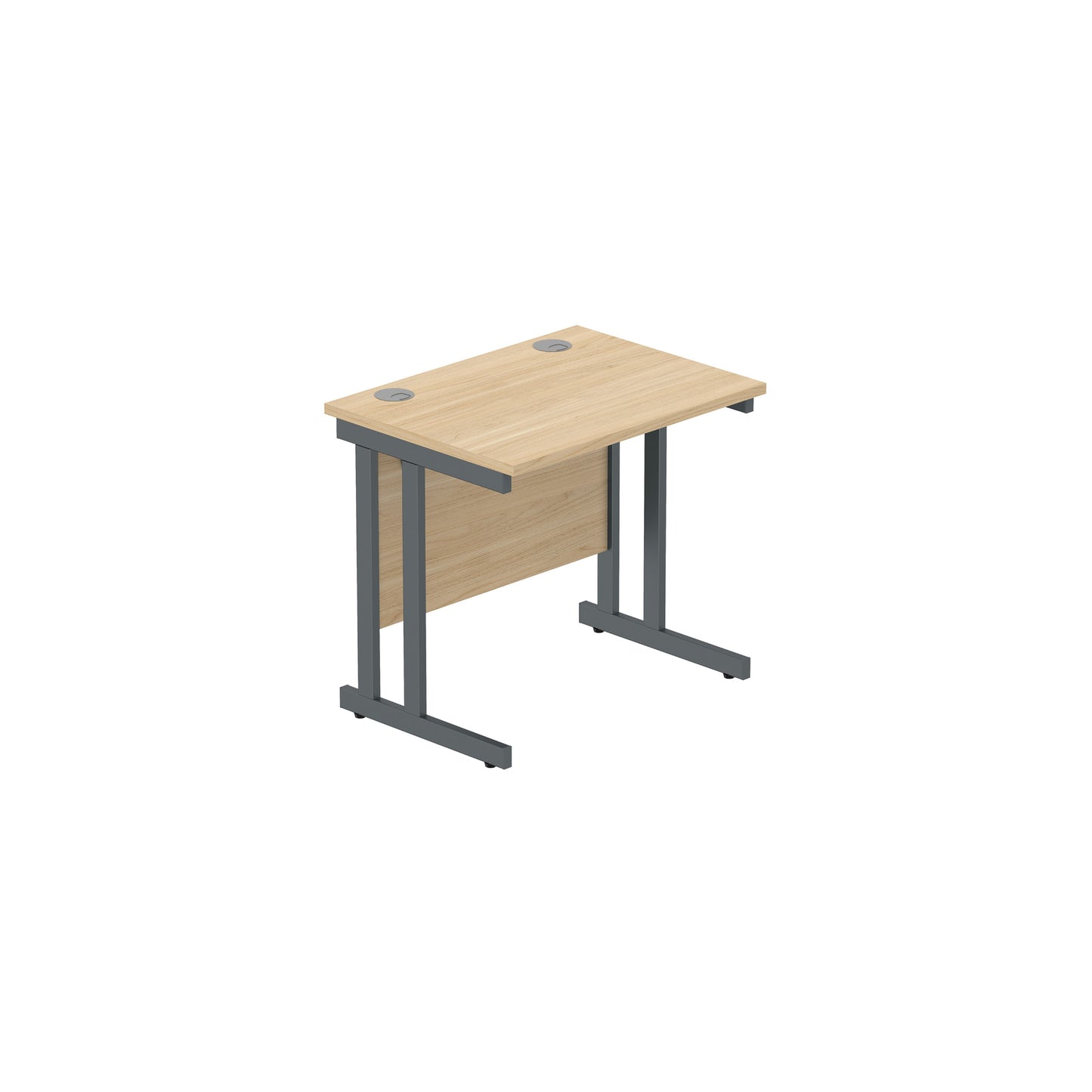 OFFICE RECTANGULAR DESK WITH STEEL DOUBLE UPRIGHT CANTILEVER FRAME (FSC) | 800X600 | CANADIAN OAK/GRAPHITE