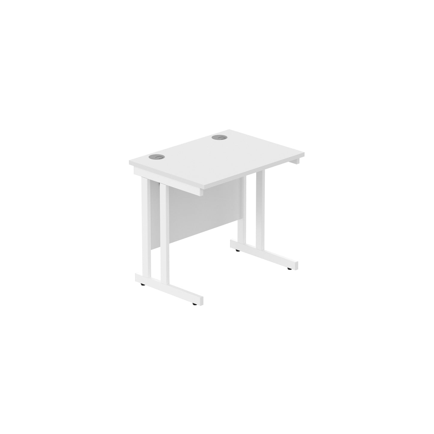 DESK WITH STEEL DOUBLE UPRIGHT CANTILEVER FRAME | 800X600 | WHITE/WHITE