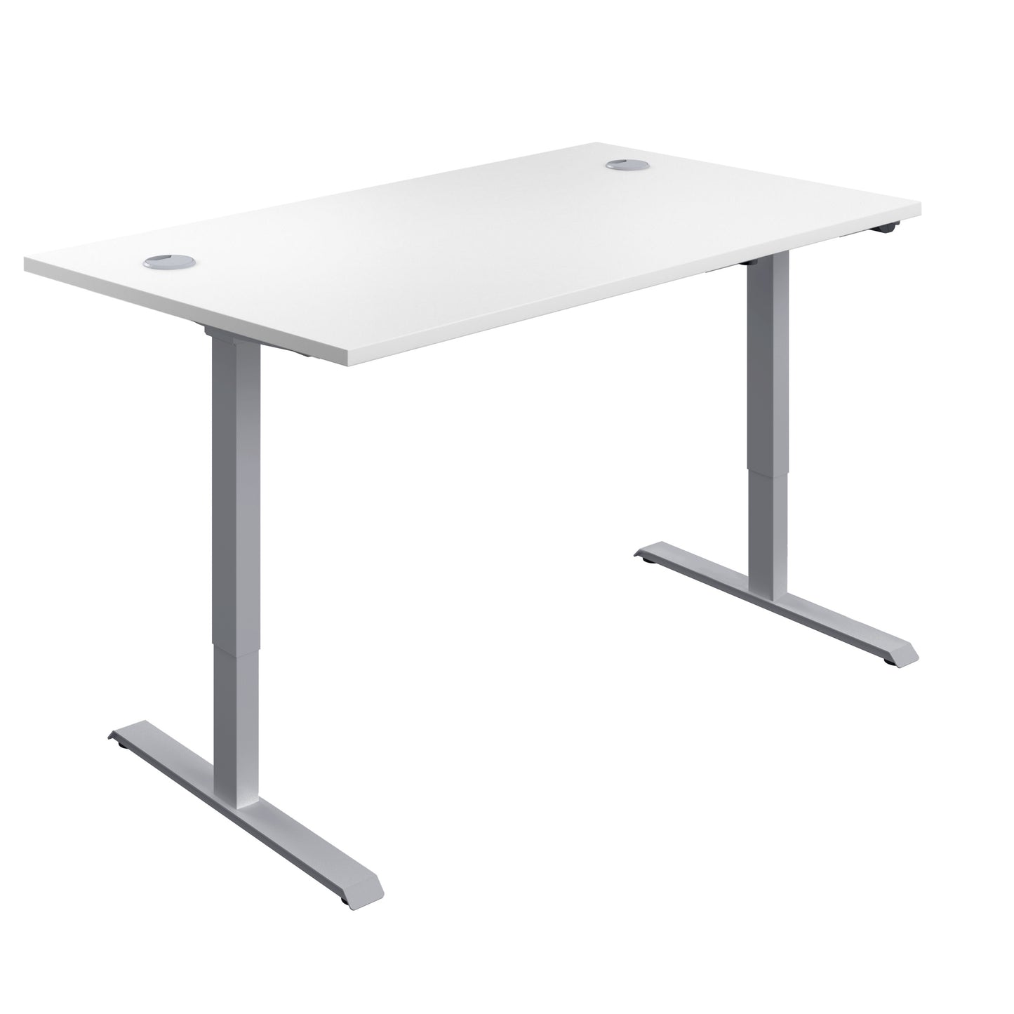 ECONOMY SINGLE MOTOR SIT STAND DESK 1200 X 800 WHITE-SILVER