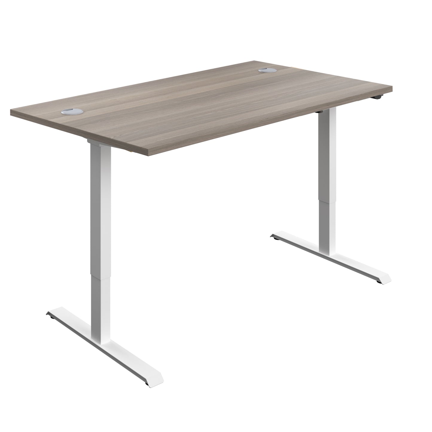 ECONOMY SINGLE MOTOR SIT STAND DESK 1400 X 800 GREY OAK-WHITE