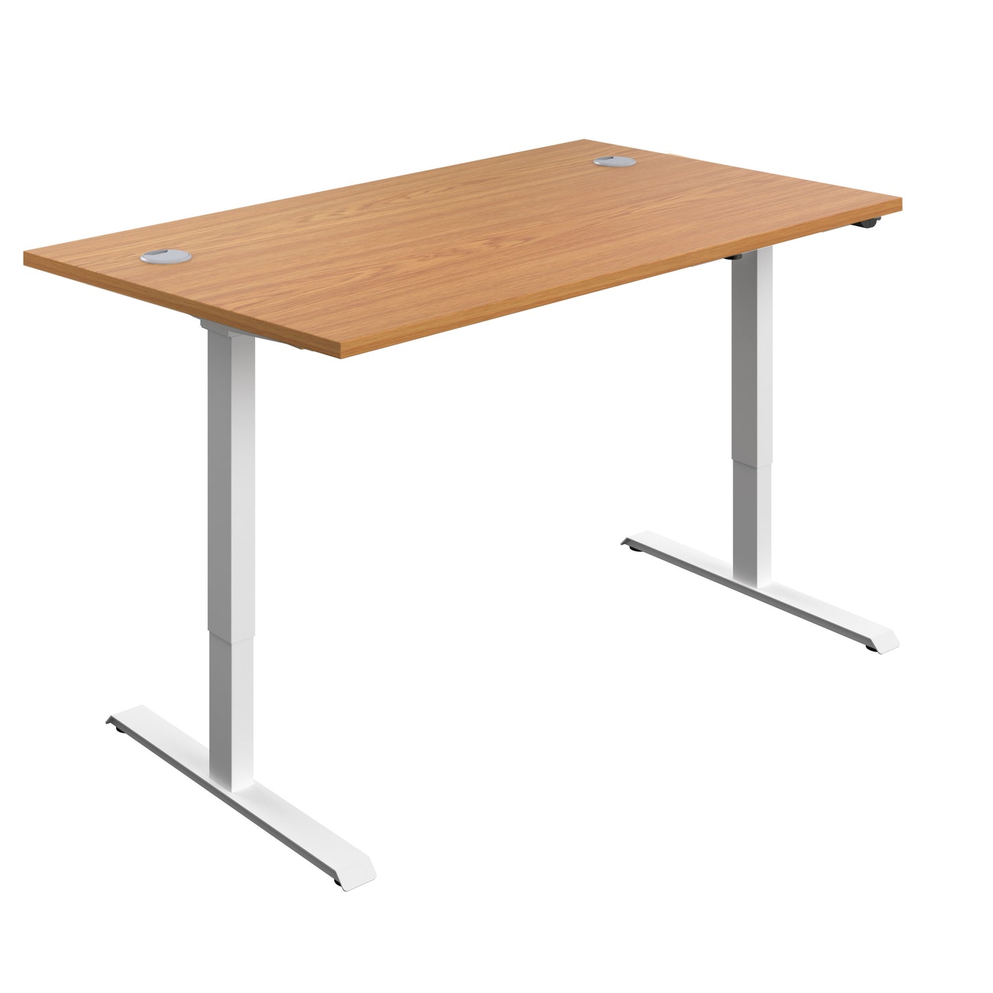 ECONOMY SINGLE MOTOR SIT STAND DESK 1400 X 800 NOVA OAK-WHITE