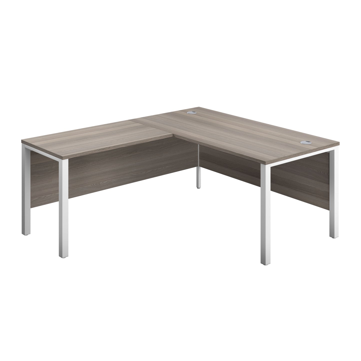 1800X800 GOAL POST LEFT HAND RETURN DESK GREY OAK-WHITE