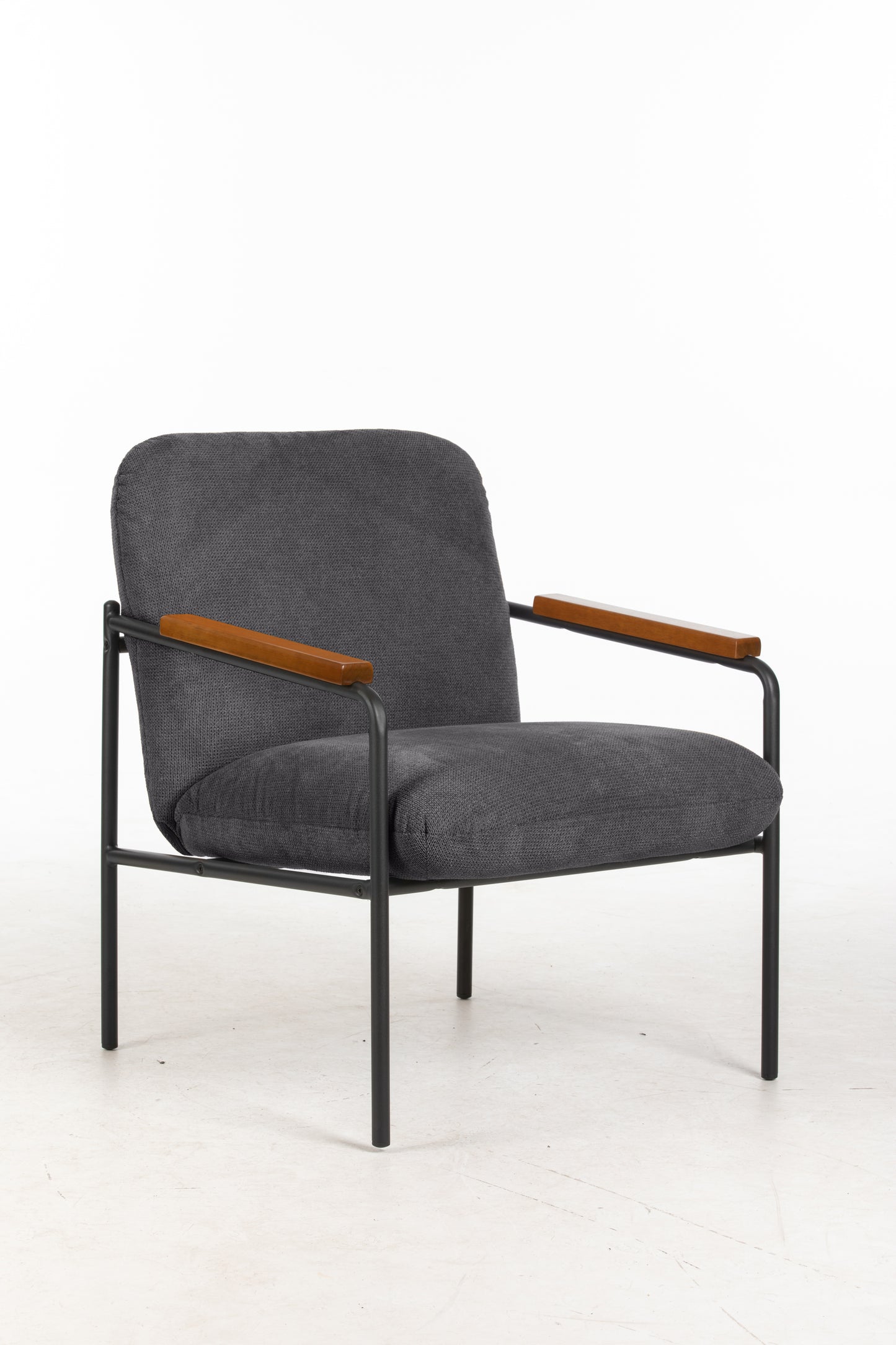 SETTLE METAL LOUNGE CHAIR WITH FABRIC SEAT GREY