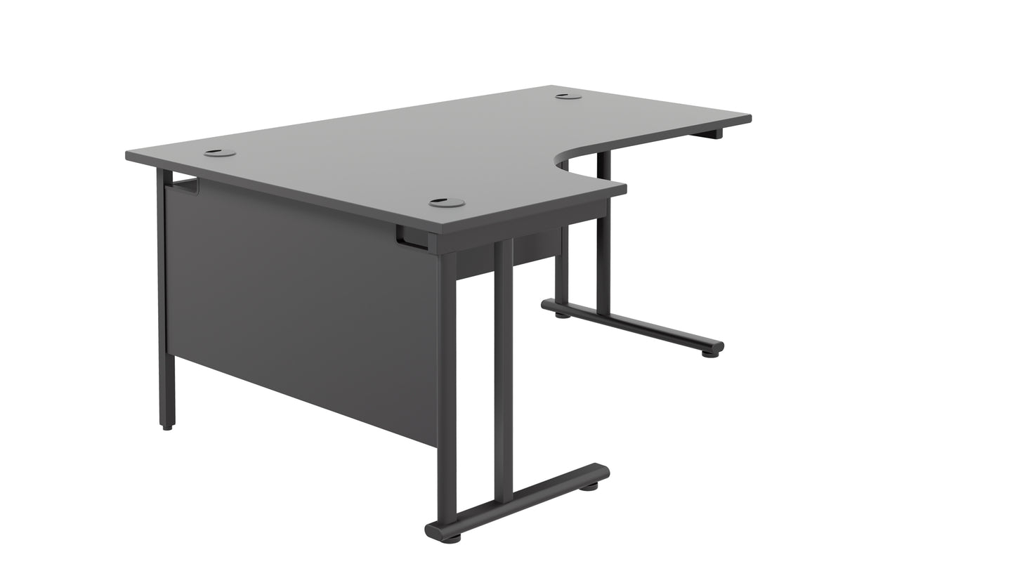 1600X1200 TWIN UPRIGHT LEFT HAND RADIAL DESK BLACK-BLACK