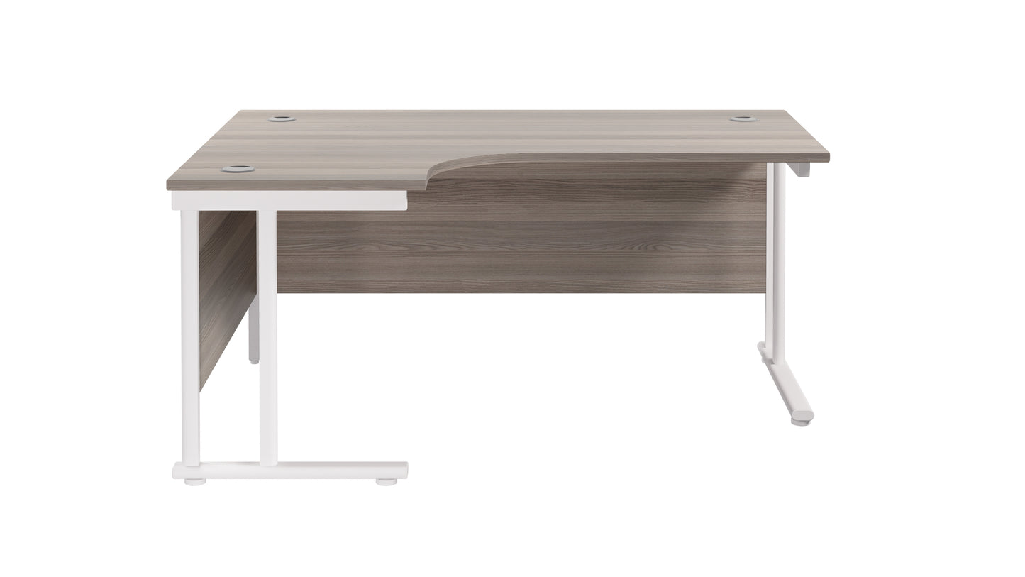 1800X1200 TWIN UPRIGHT LEFT HAND RADIAL DESK GREY OAK-WHITE