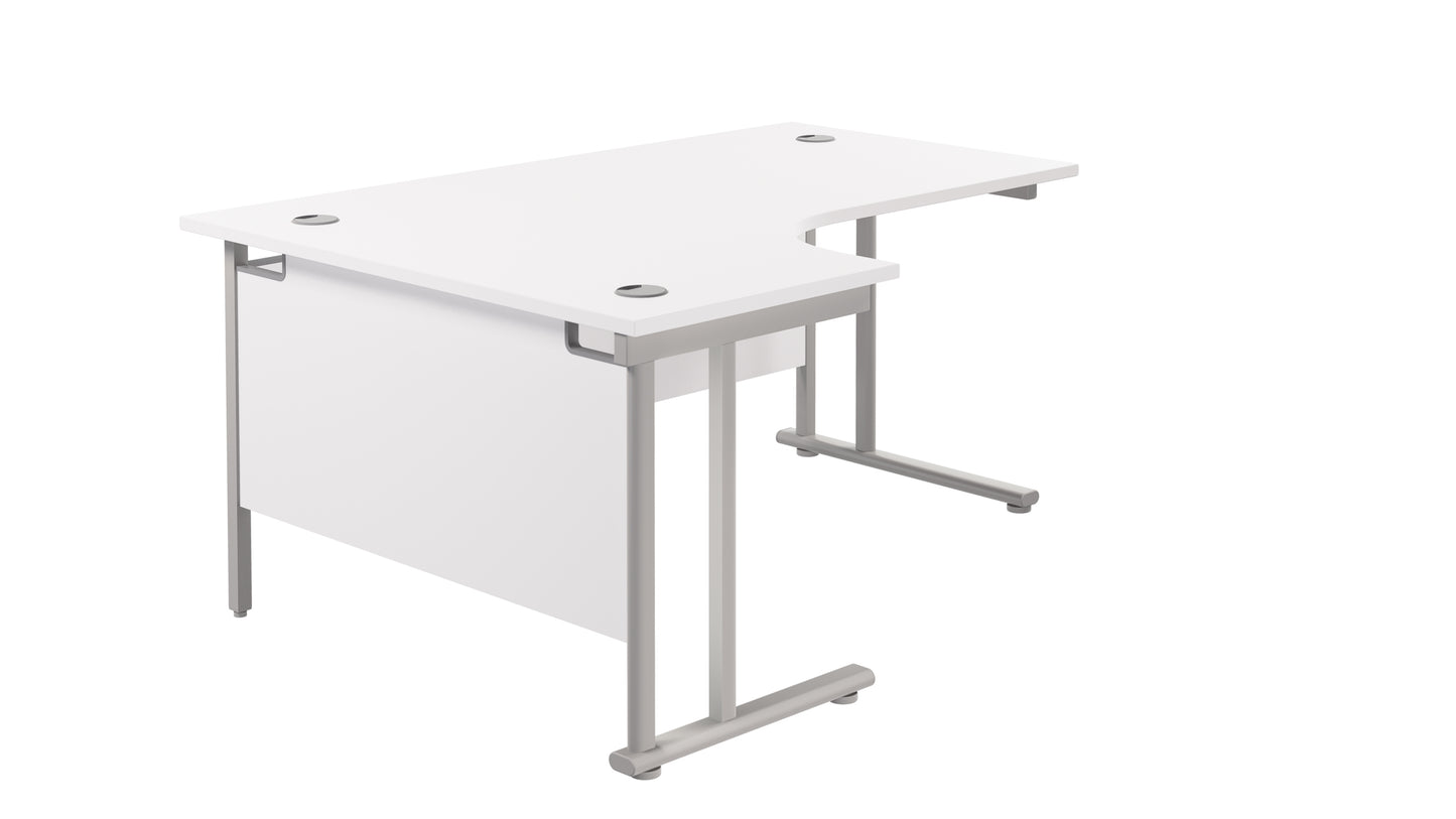 1800X1200 TWIN UPRIGHT LEFT HAND RADIAL DESK WHITE-SILVER