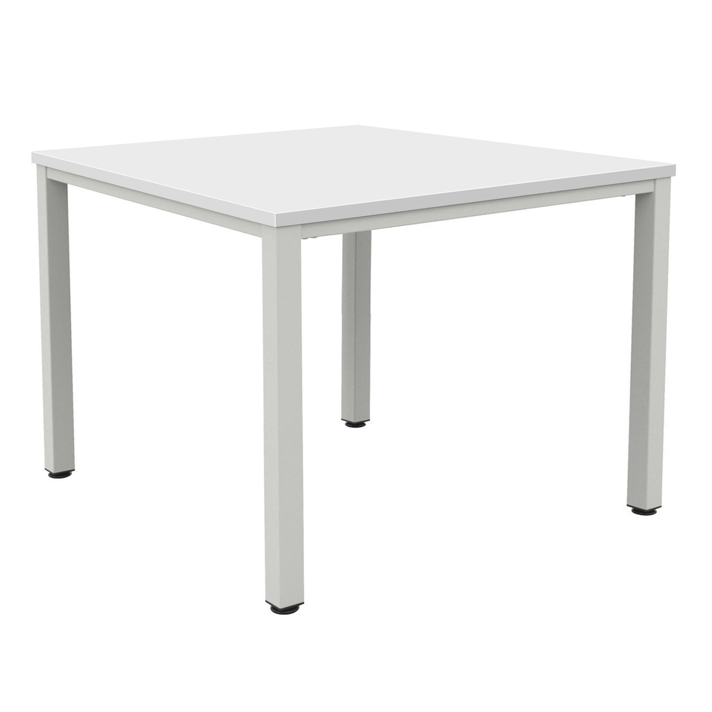 FRACTION INFINITY 140 X 140 MEETING TABLE - WHITE WITH SILVER LEGS