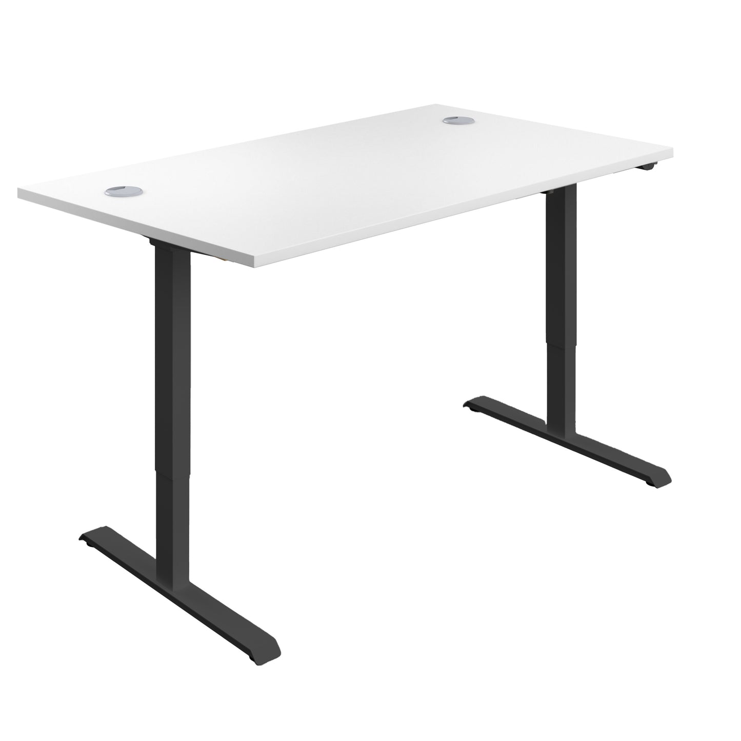 ECONOMY SINGLE MOTOR  SIT STAND DESK 1200 X 800 WHITE-BLACK