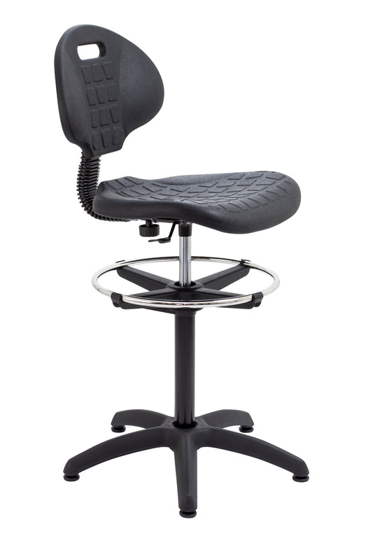 FACTORY CHAIR WITH DRAUGHTSMAN KIT | ADJUSTABLE FOOT RING | BLACK
