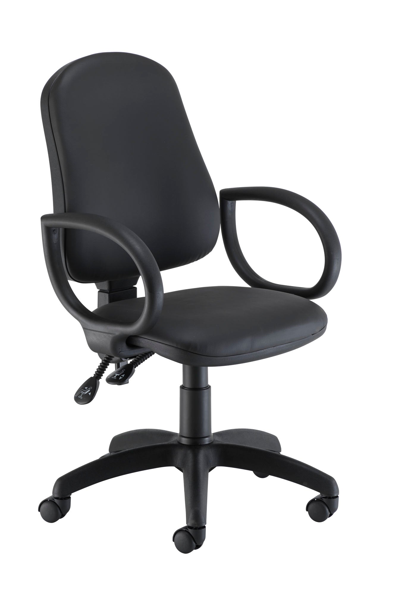 Calypso 2 High Back Operator Chair Fixed Arms  Black PU