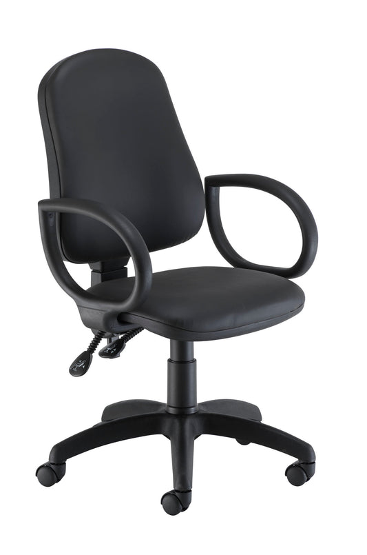 Calypso 2 High Back Operator Chair Fixed Arms  Black PU