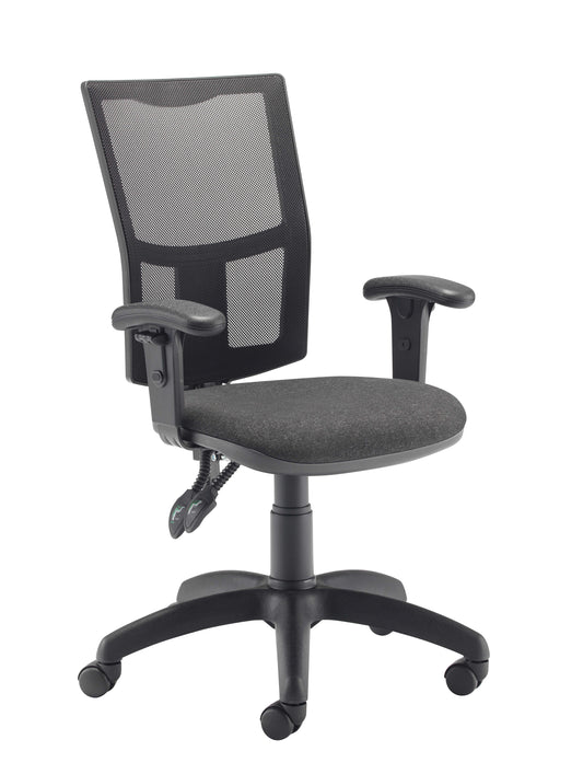 CALYPSO 2 MESH OFFICE CHAIR WITH ADJUSTABLE ARMS | CHARCOAL