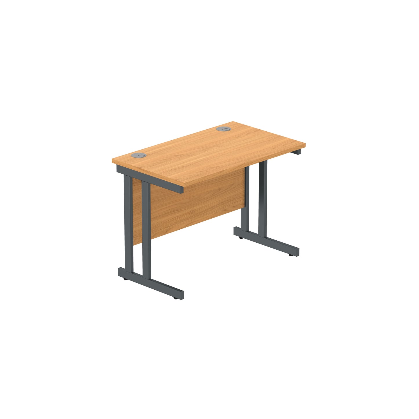 OFFICE RECTANGULAR DESK WITH STEEL DOUBLE UPRIGHT CANTILEVER FRAME 1000X600 NORWEIGAN BEECH/GRAPHITE