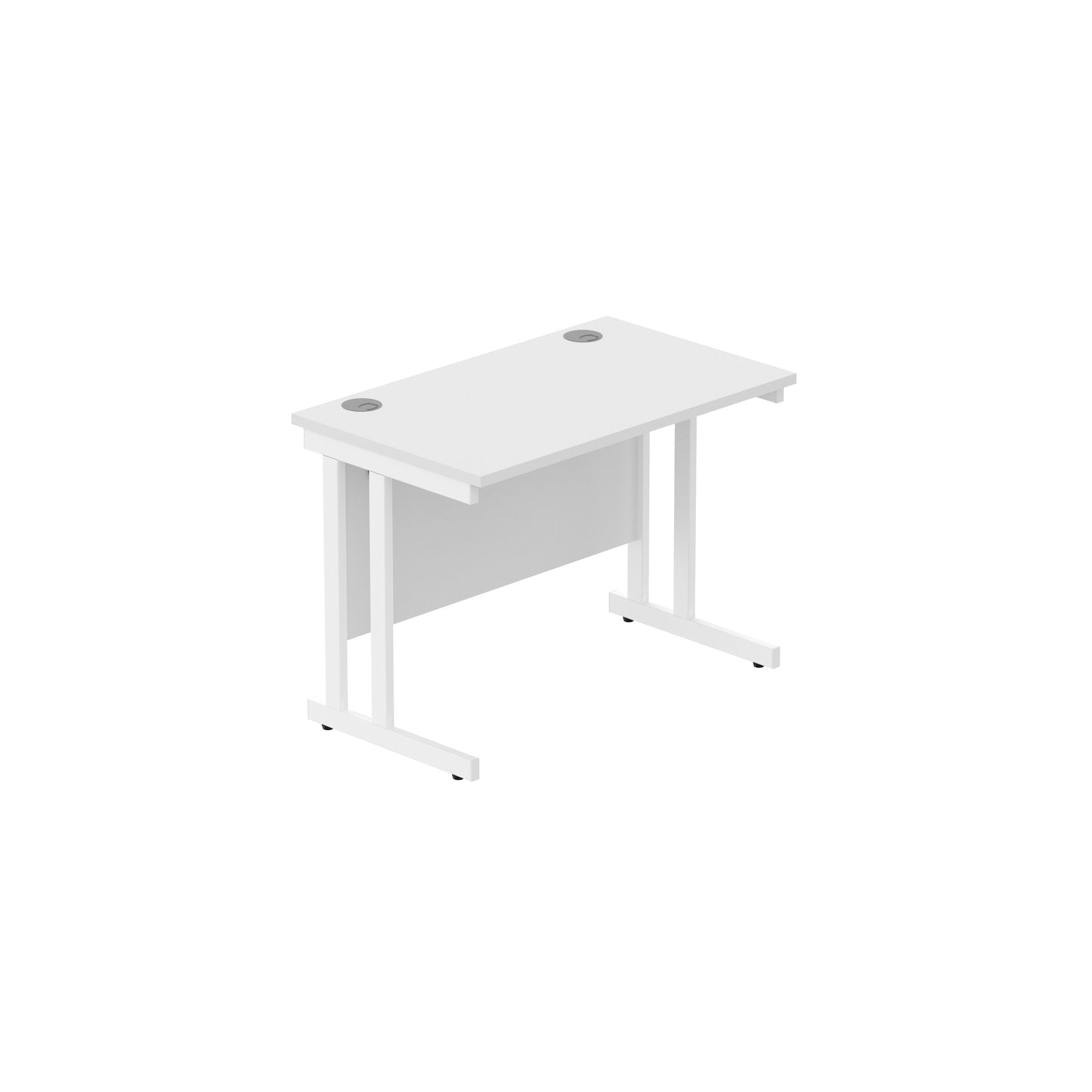 OFFICE RECTANGULAR DESK WITH STEEL DOUBLE UPRIGHT CANTILEVER FRAME 1000X600 WHITE/WHITE
