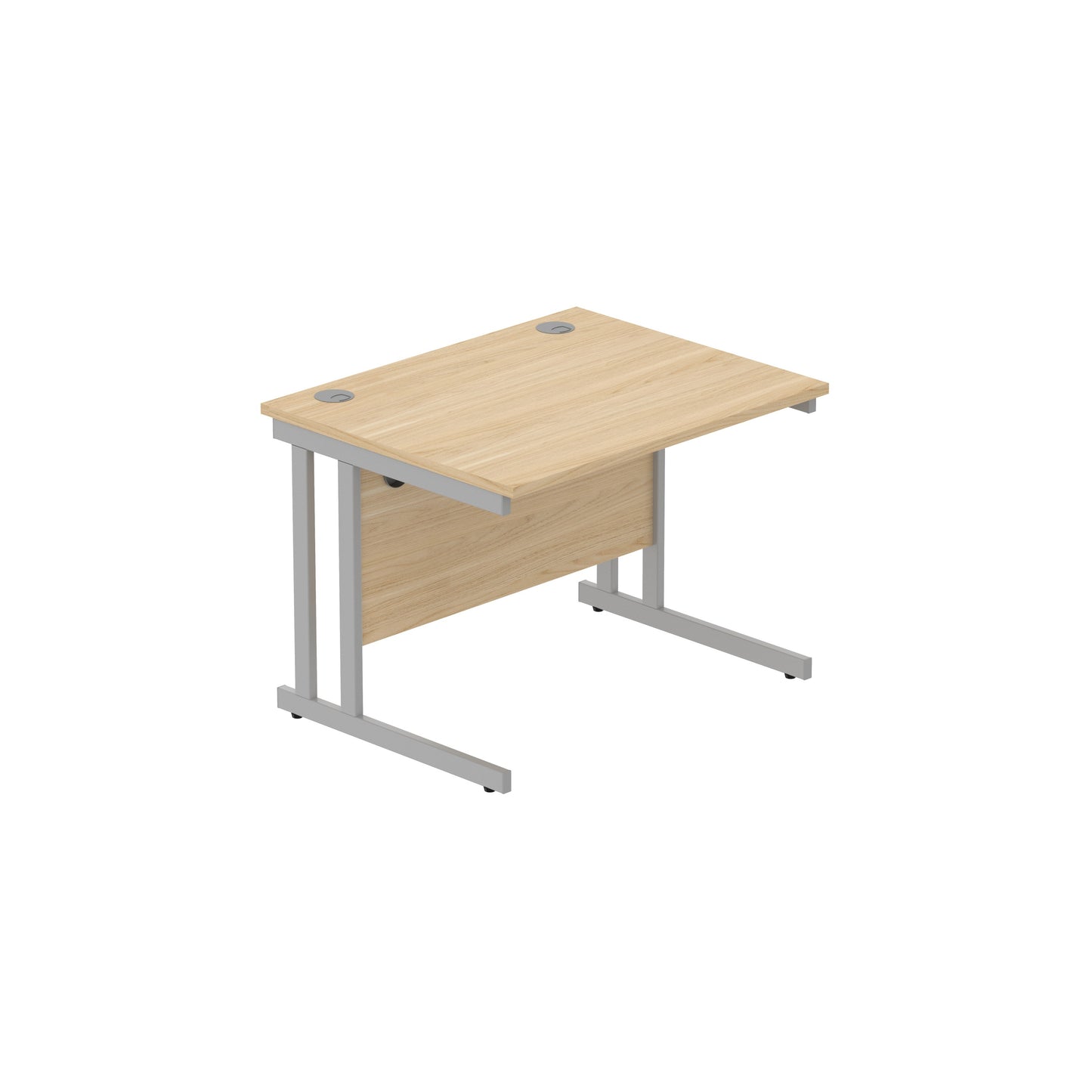 OFFICE RECTANGULAR DESK WITH STEEL DOUBLE UPRIGHT CANTILEVER FRAME 1000X800 CANADIAN OAK/SILVER