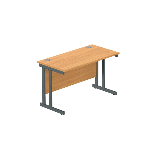 OFFICE RECTANGULAR DESK WITH STEEL DOUBLE UPRIGHT CANTILEVER FRAME (FSC) | 1200X600 | NORWEGIAN BEECH/GRAPHITE