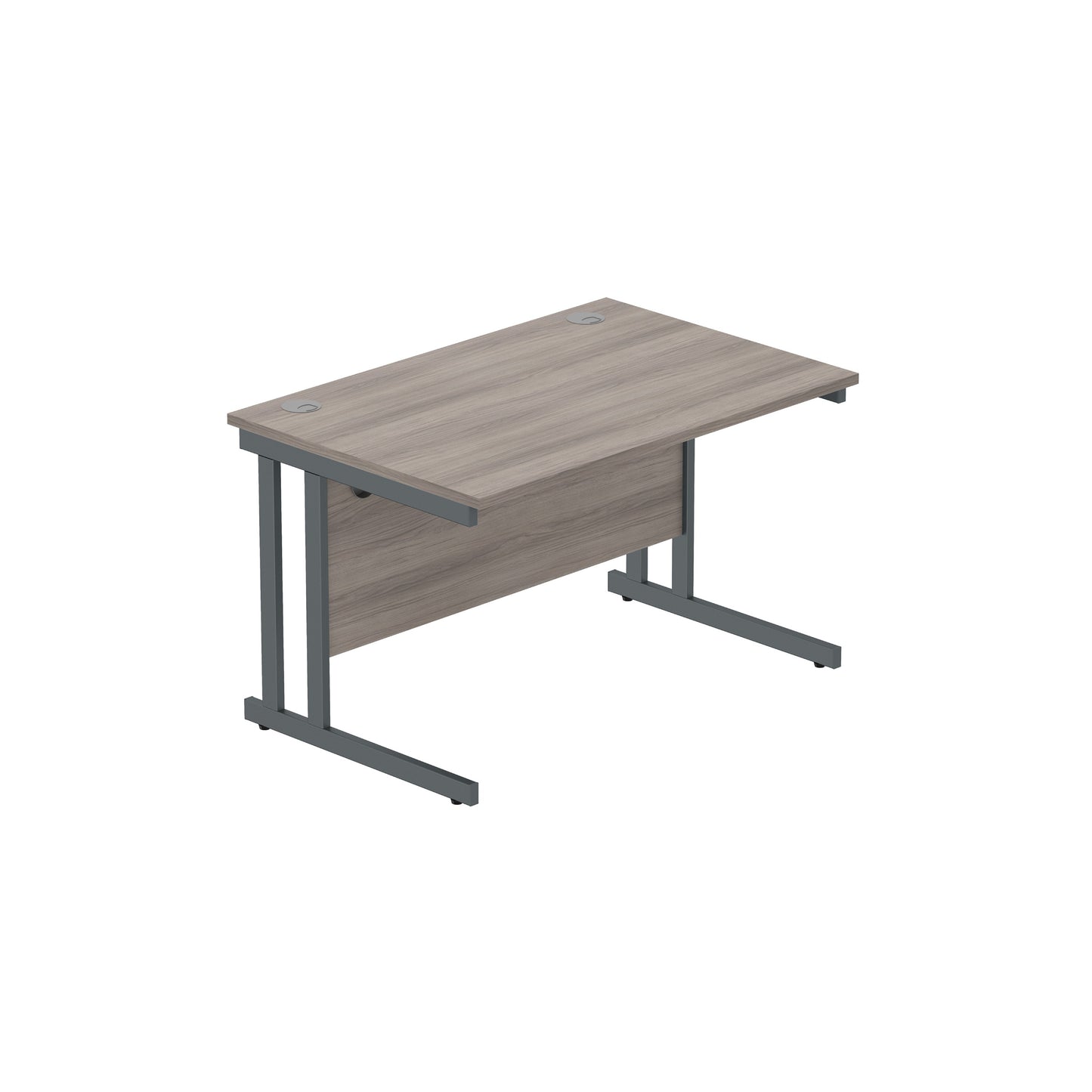 OFFICE RECTANGULAR DESK WITH STEEL DOUBLE UPRIGHT CANTILEVER FRAME (FSC) | 1200X800 | ALASKAN GREY OAK/GRAPHITE