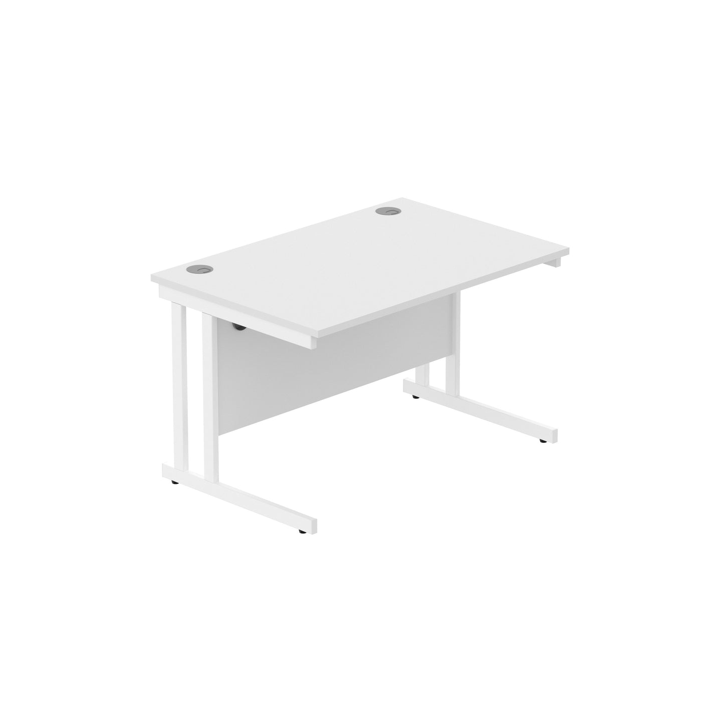 OFFICE RECTANGULAR DESK WITH STEEL DOUBLE UPRIGHT CANTILEVER FRAME | 1200X800 | ARCTIC WHITE/WHITE
