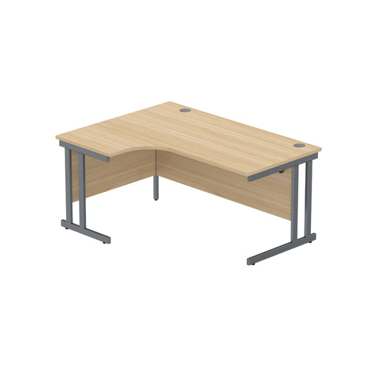 OFFICE LEFT HAND CORNER DESK WITH STEEL DOUBLE UPRIGHT CANTILEVER FRAME (FSC) | 1600X1200 | CANADIAN OAK/GRAPHITE