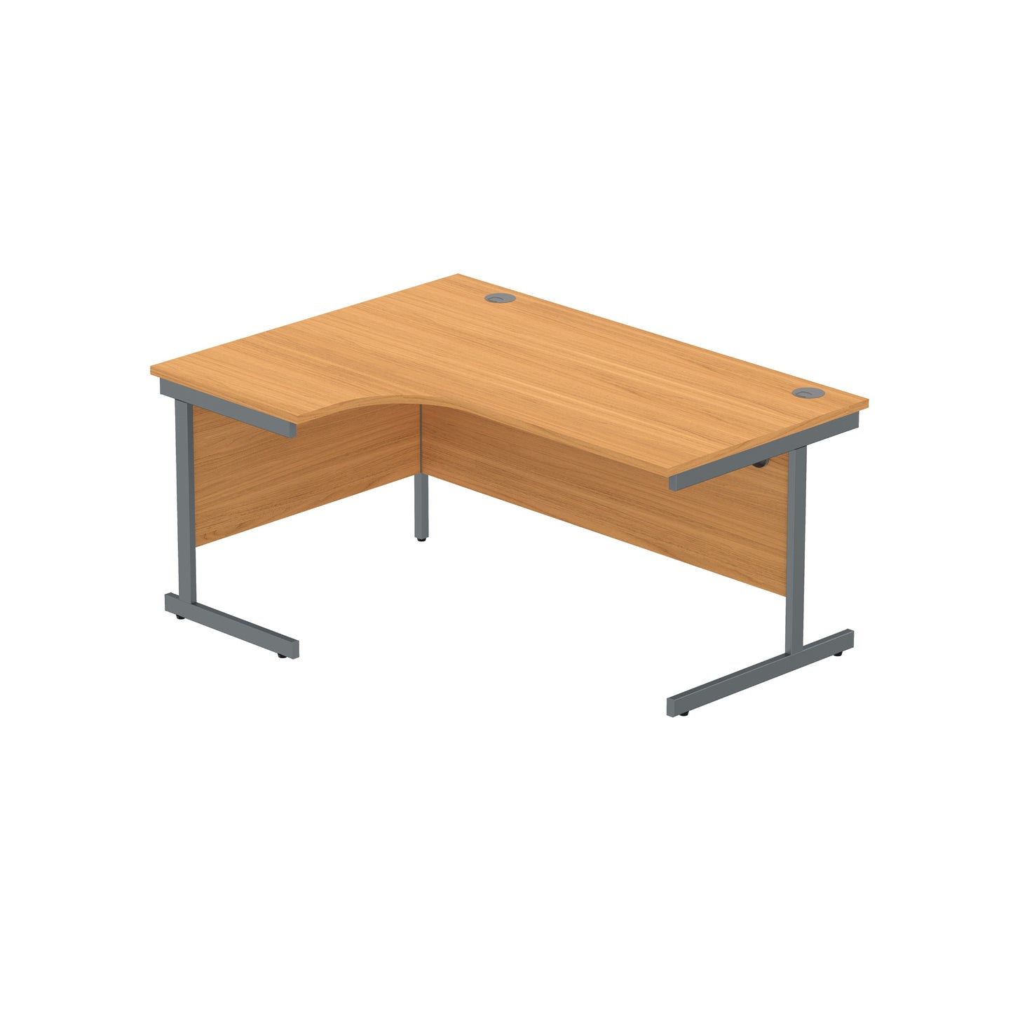 OFFICE LEFT HAND CORNER DESK WITH STEEL SINGLE UPRIGHT CANTILEVER FRAME (FSC) | 1600X1200 | NORWEGIAN BEECH/GRAPHITE