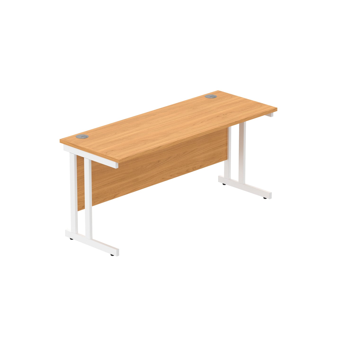 OFFICE RECTANGULAR DESK WITH STEEL DOUBLE UPRIGHT CANTILEVER FRAME | 1600X600 | NORWEGIAN BEECH/WHITE