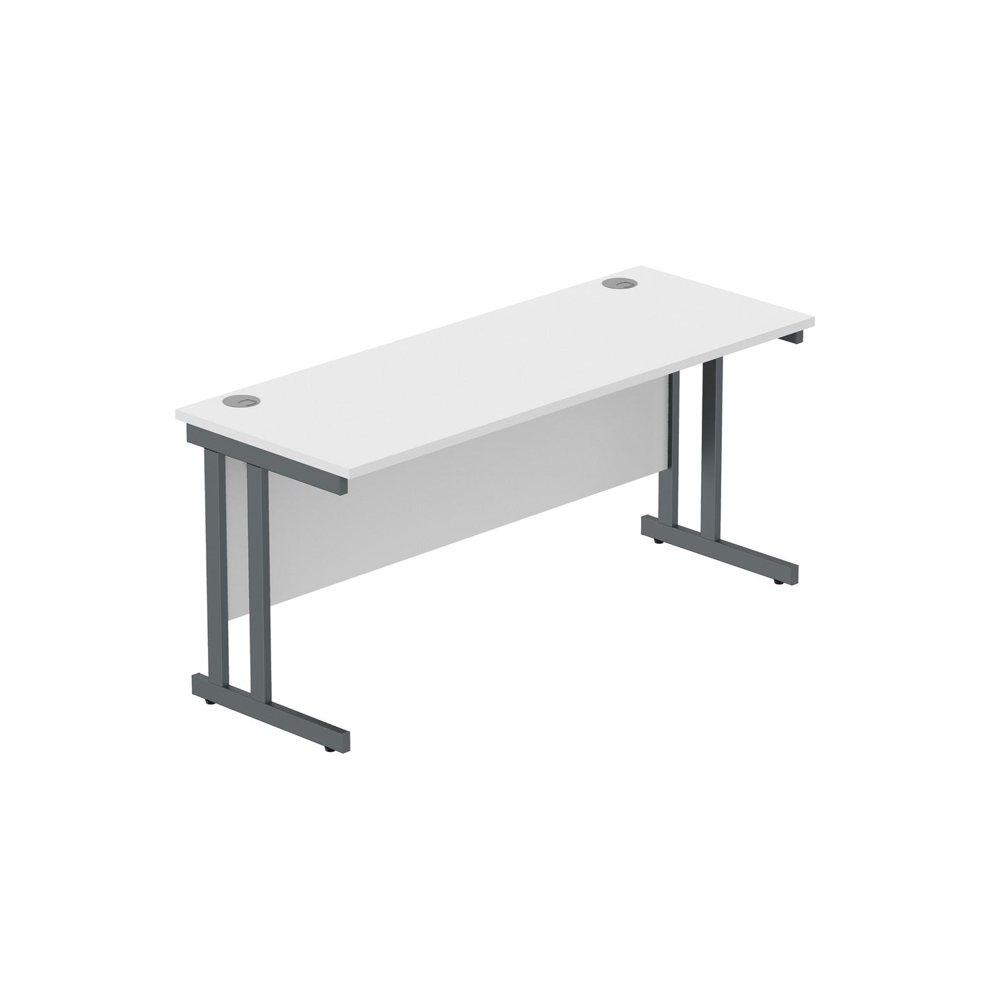 OFFICE RECTANGULAR DESK WITH STEEL DOUBLE UPRIGHT CANTILEVER FRAME (FSC) | 1600X600 | ARCTIC WHITE/GRAPHITE