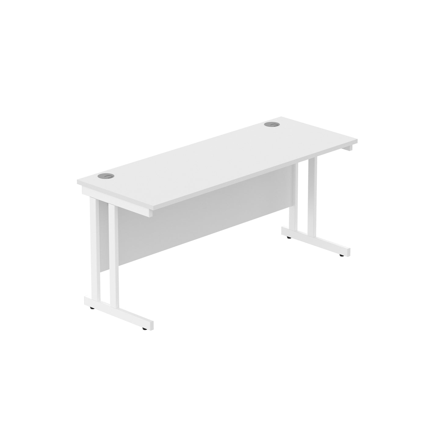 OFFICE RECTANGULAR DESK WITH STEEL DOUBLE UPRIGHT CANTILEVER FRAME | 1600X600 | ARCTIC WHITE/WHITE