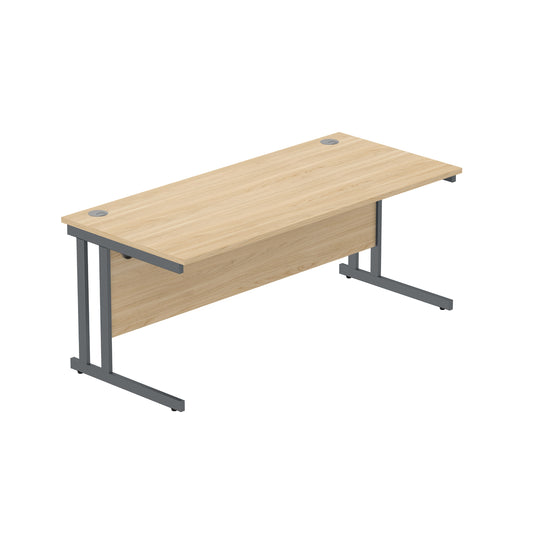OFFICE RECTANGULAR DESK WITH STEEL DOUBLE UPRIGHT CANTILEVER FRAME (FSC) | 1800X800 | CANADIAN OAK/GRAPHITE