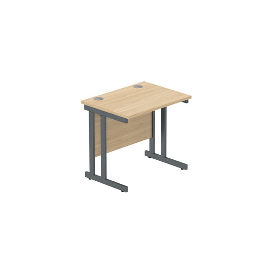 OFFICE RECTANGULAR DESK WITH STEEL DOUBLE UPRIGHT CANTILEVER FRAME (FSC) | 800X600 | CANADIAN OAK/GRAPHITE