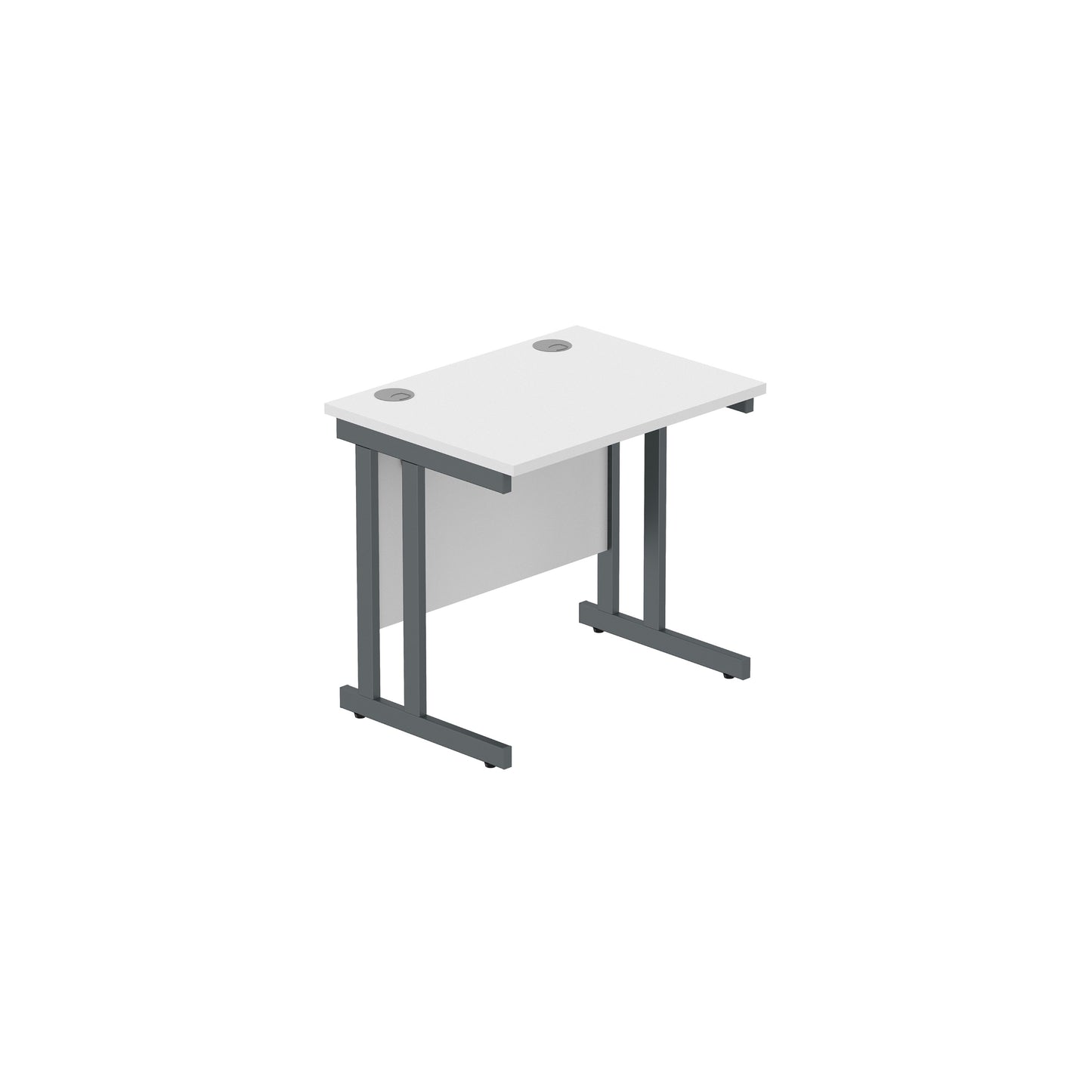 OFFICE RECTANGULAR DESK WITH STEEL DOUBLE UPRIGHT CANTILEVER FRAME (FSC) | 800X600 | ARCTIC WHITE/GRAPHITE