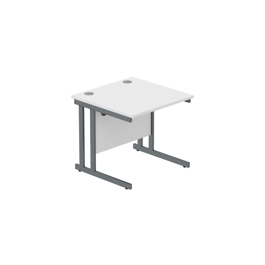 OFFICE RECTANGULAR DESK WITH STEEL DOUBLE UPRIGHT CANTILEVER FRAME (FSC) | 800X800 | ARCTIC WHITE/GRAPHITE