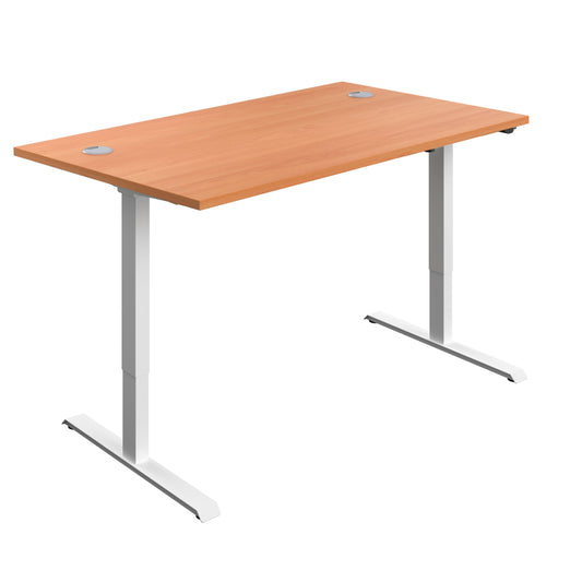 ECONOMY SINGLE MOTOR  SIT STAND DESK 1200 X 800 BEECH-WHITE