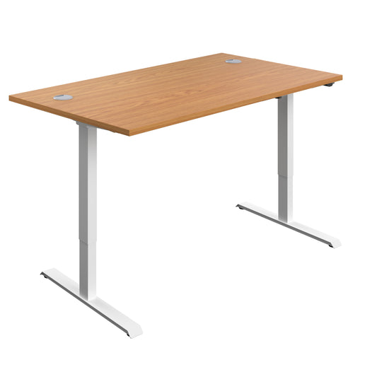 ECONOMY SINGLE MOTOR  SIT STAND DESK 1200 X 800 NOVA OAK-WHITE