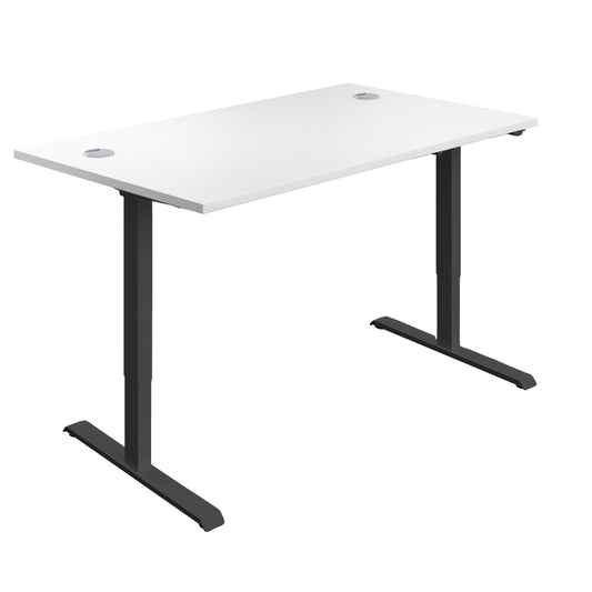 ECONOMY SINGLE MOTOR  SIT STAND DESK 1200 X 800 WHITE-BLACK