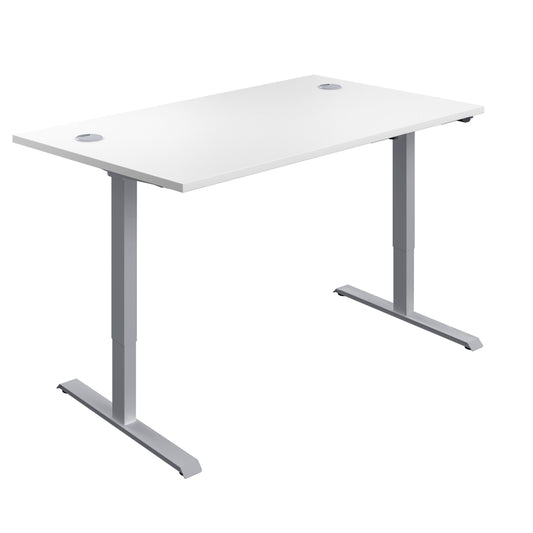 ECONOMY SINGLE MOTOR  SIT STAND DESK 1200 X 800 WHITE-SILVER