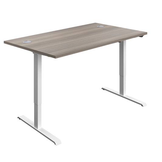 ECONOMY SINGLE MOTOR  SIT STAND DESK 1400 X 800 GREY OAK-WHITE