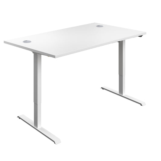 ECONOMY SINGLE MOTOR  SIT STAND DESK 1400 X 800 WHITE-WHITE