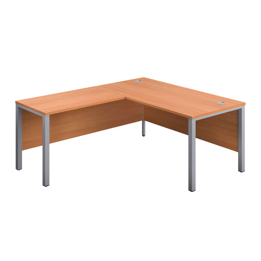 1600X800 GOAL POST LEFT HAND RETURN DESK BEECH-SILVER