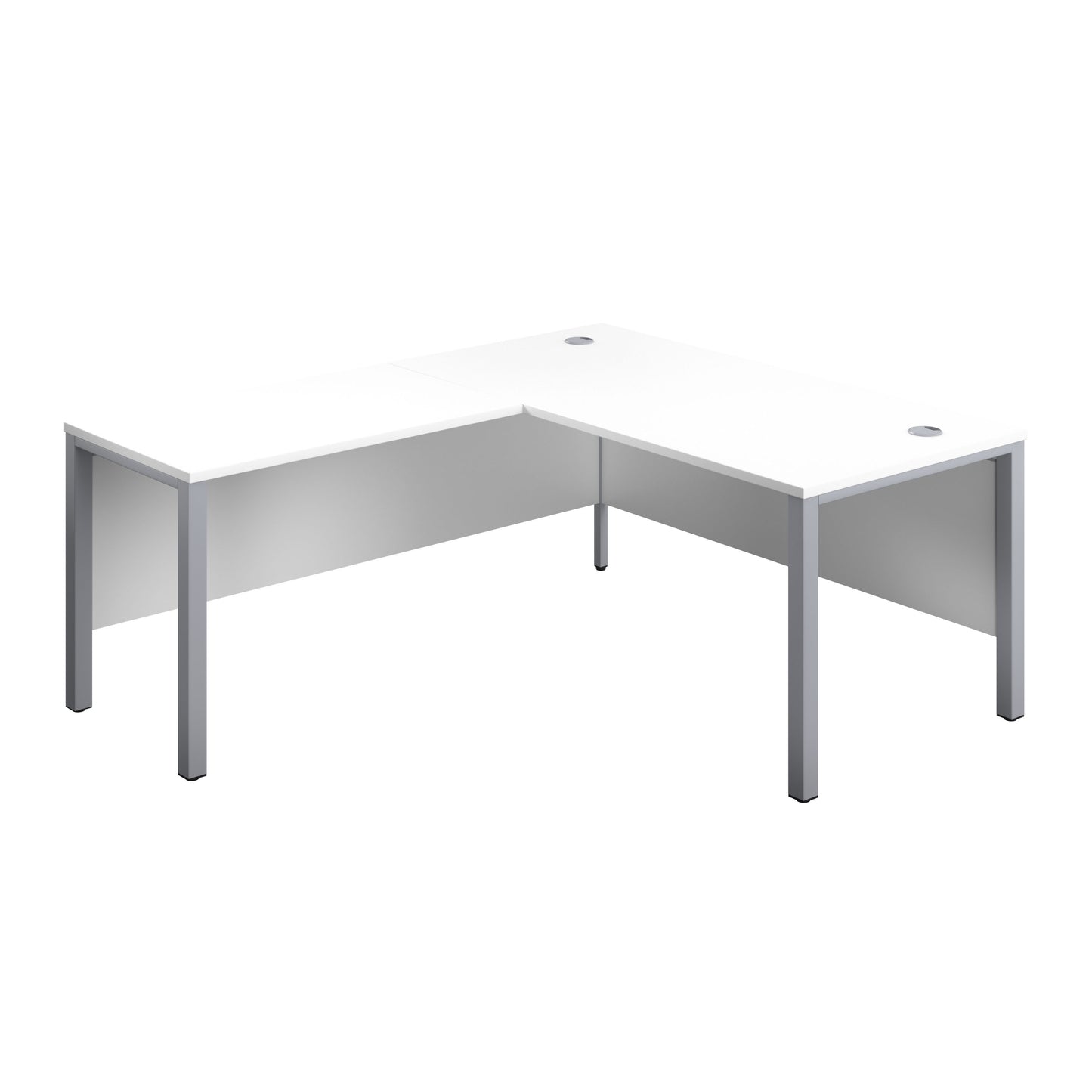 1600X800 GOAL POST LEFT HAND RETURN DESK WHITE-SILVER