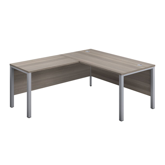 1800X800 GOAL POST LEFT HAND RETURN DESK GREY OAK-SILVER