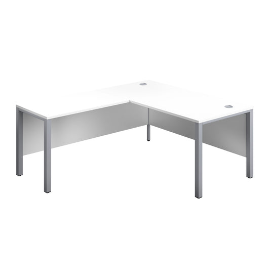 1800X800 GOAL POST LEFT HAND RETURN DESK WHITE-SILVER