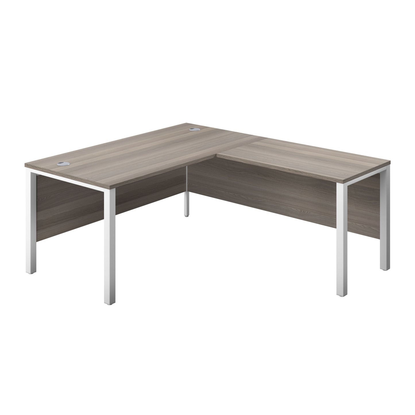 1800X800 GOAL POST RIGHT HAND RETURN DESK GREY OAK-WHITE