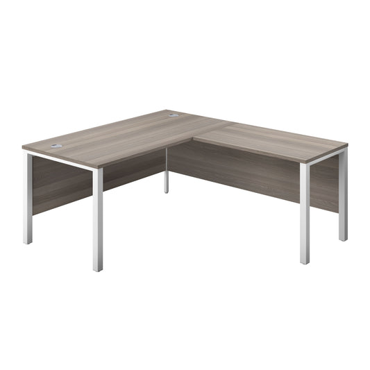 1800X800 GOAL POST RIGHT HAND RETURN DESK GREY OAK-WHITE