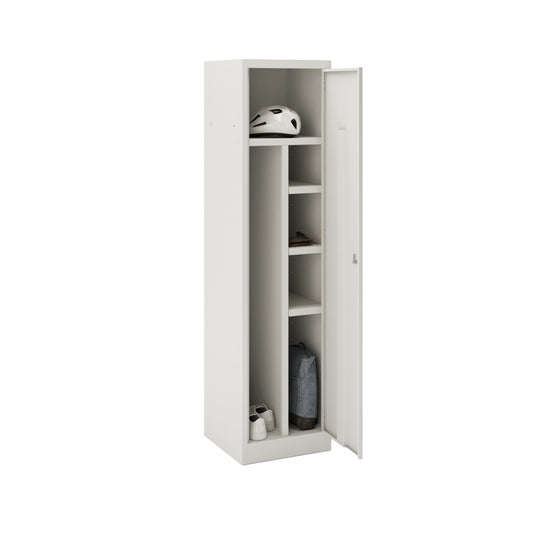 WORKWEAR COMBI LOCKER (INCLUDES 1X FULL WIDTH SHELF, 3X HALF WIDTH SHELVES)- LIGHT GREY