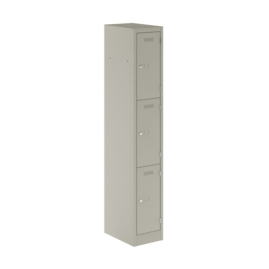 PRIMARY LOCKER - 1800MM H X 300MM W X 450MM D 3 DOOR SINGLE LOCKER COLUMN - GOOSE GREY